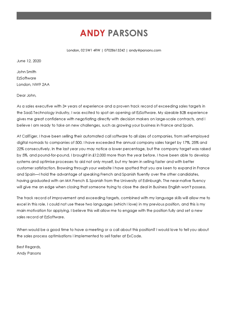 Teacher cover letter example