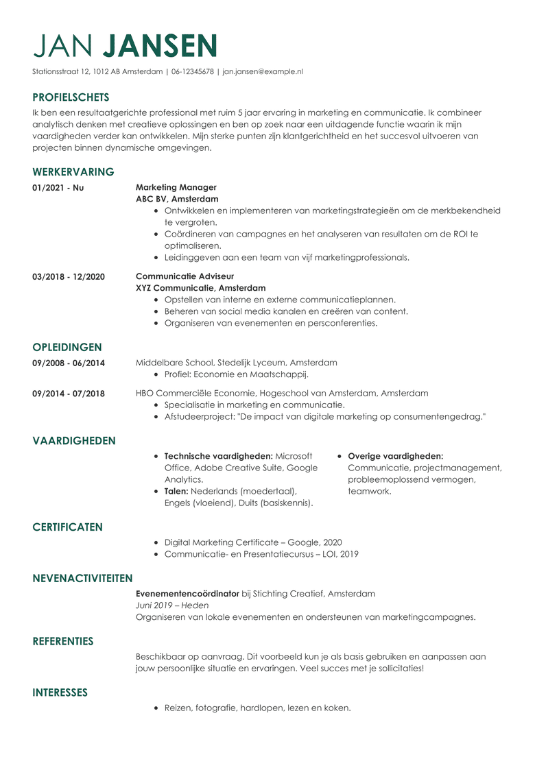 Professioneel CV-sjabloon