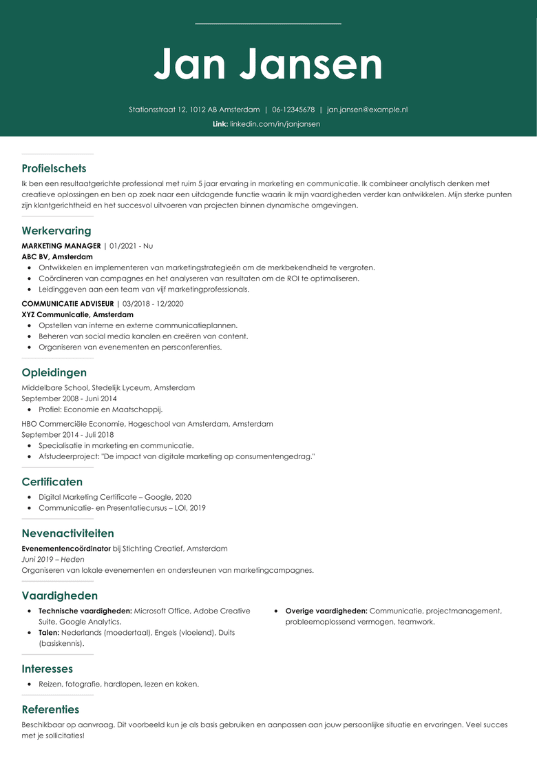 Modern CV-sjabloon