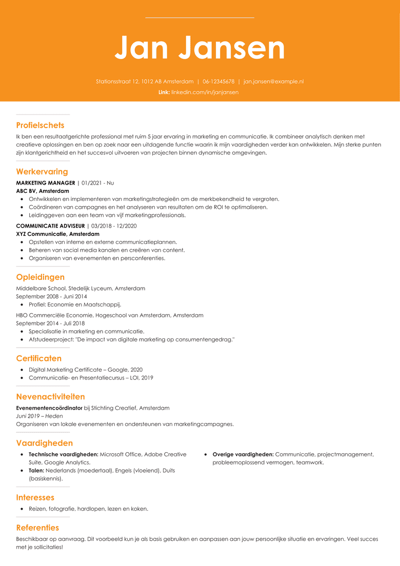 Modern CV-sjabloon