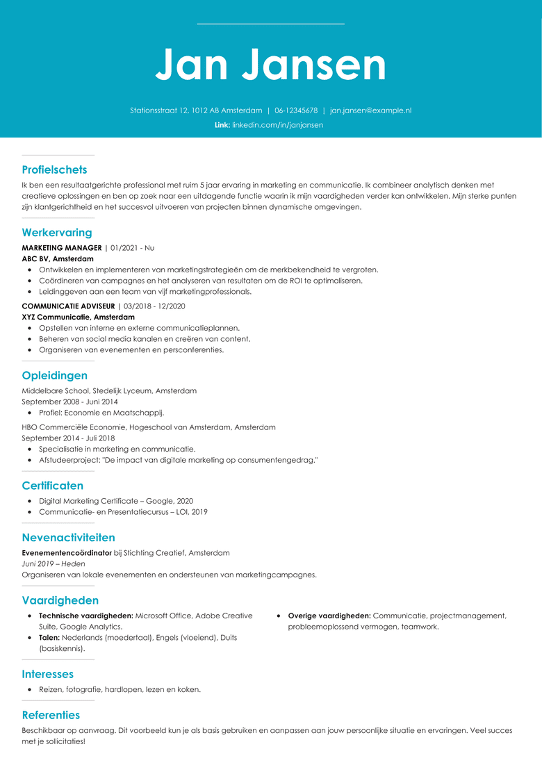Moderne CV-sjabloon