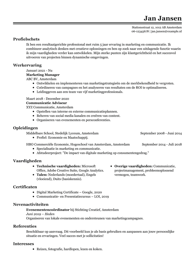 Professioneel CV-sjabloon