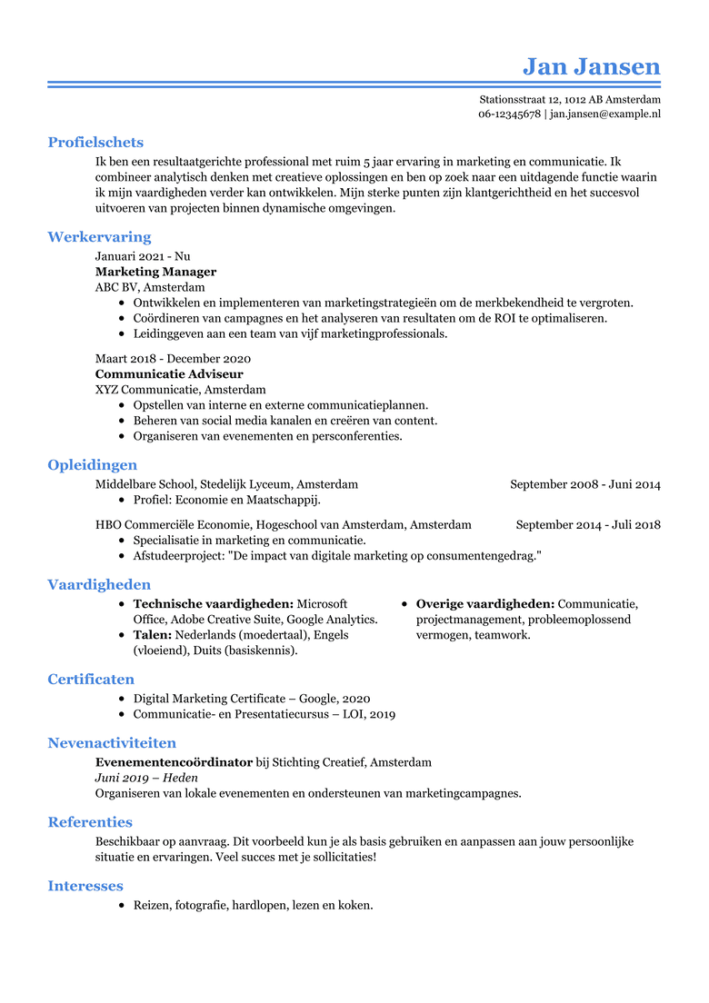 Professioneel CV-sjabloon