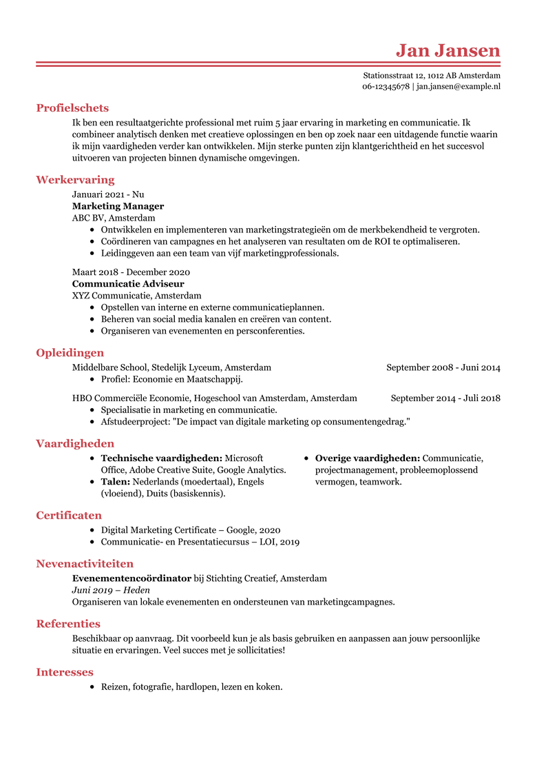 Professioneel CV-sjabloon