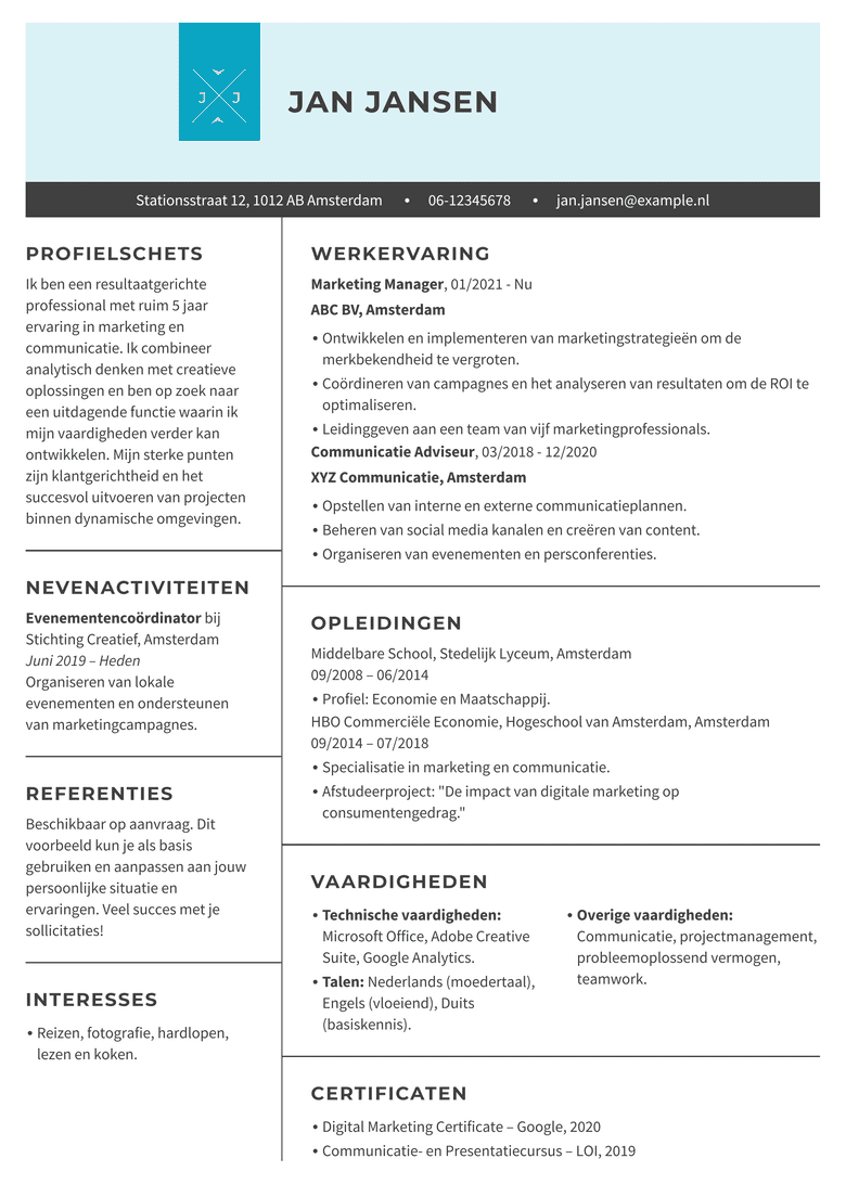 Creatief CV-sjabloon