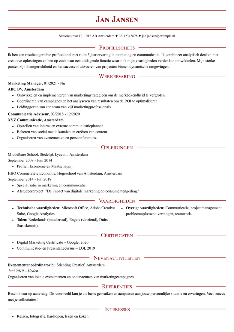 Professioneel CV-sjabloon