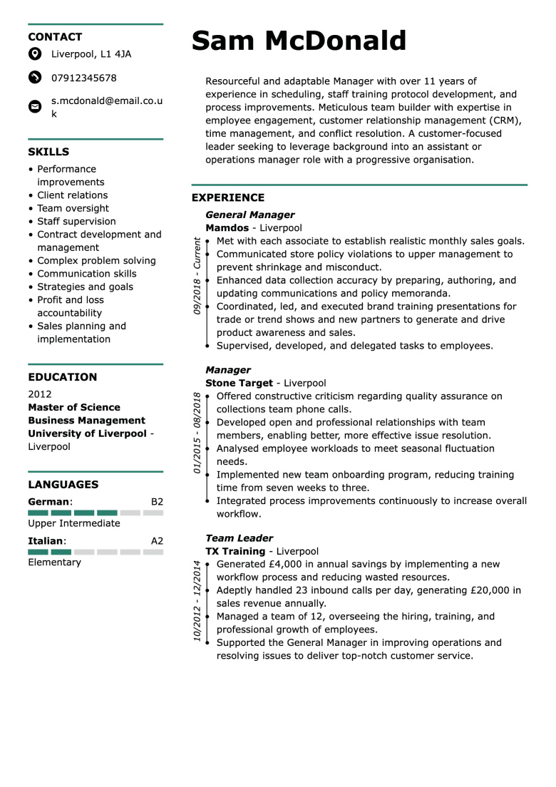 Modern CV template
