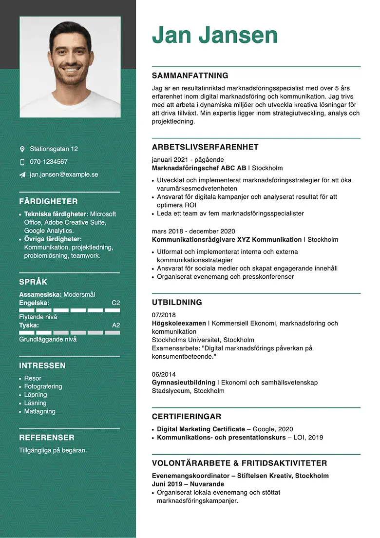 CV made in LiveCareer builder