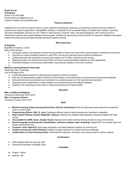 CV sample