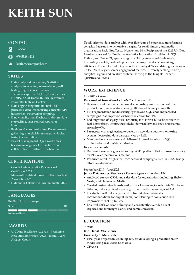 AI-friendly CV template