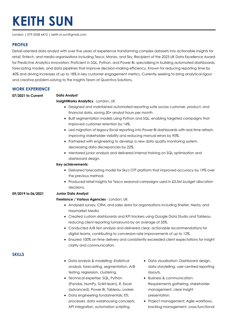 AI-friendly CV template
