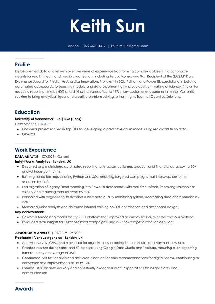 AI-friendly CV template