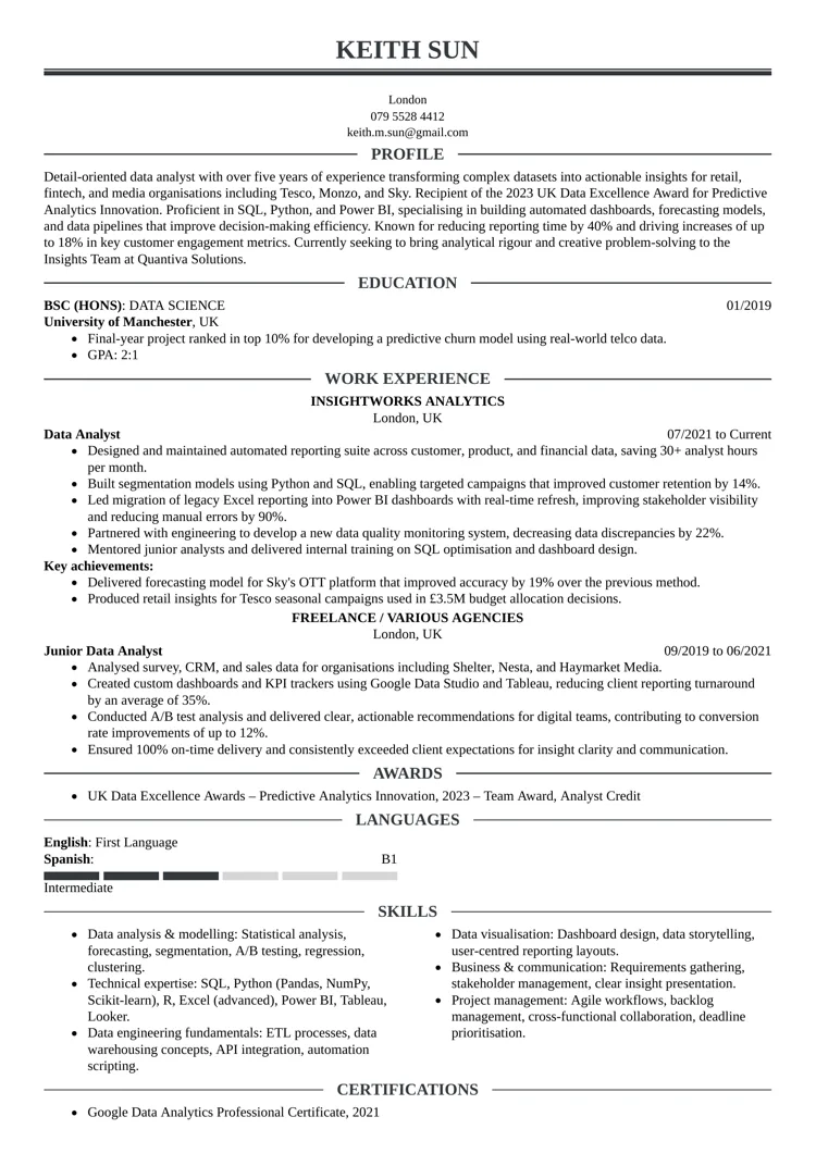 AI-friendly CV template