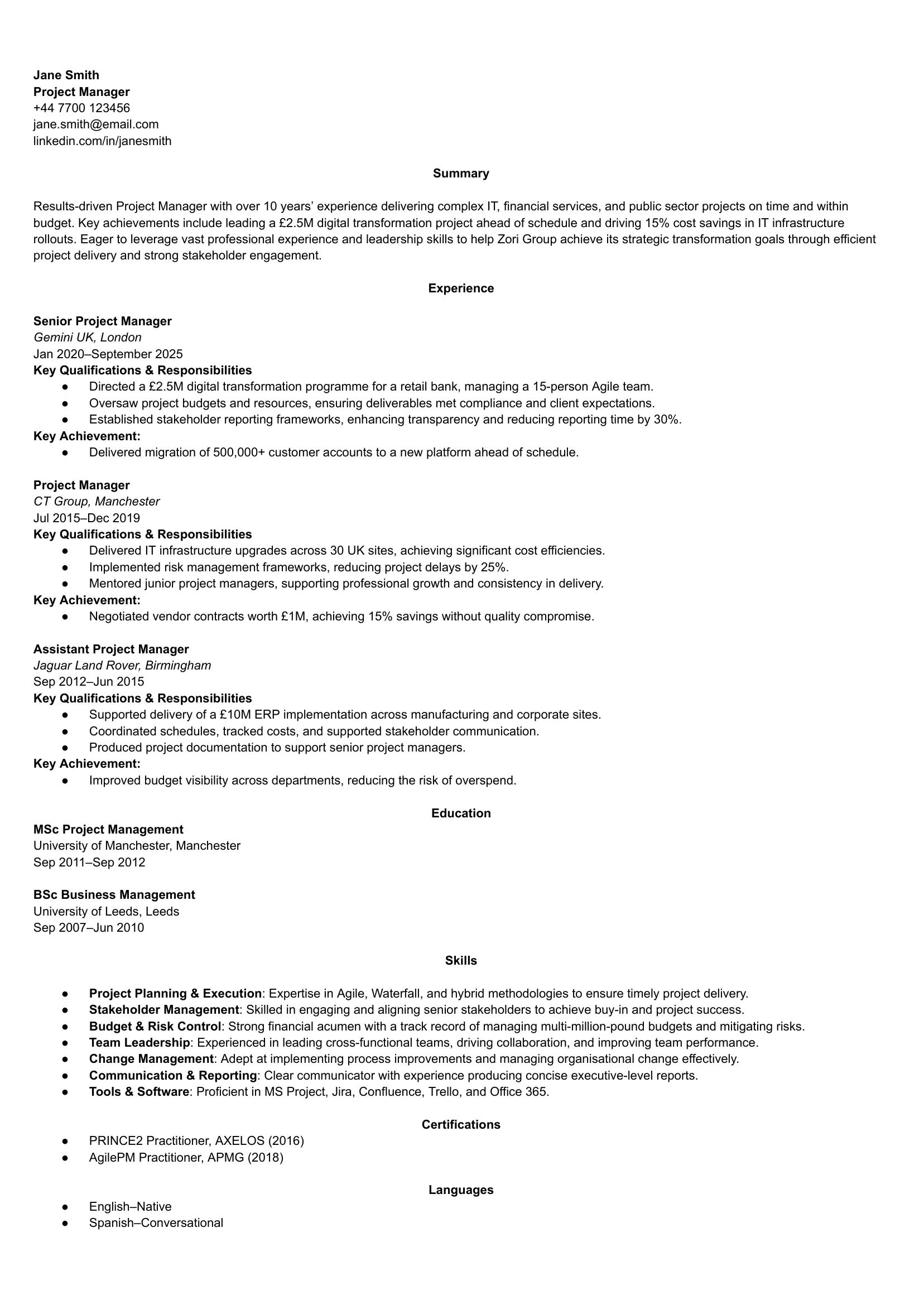 CV sample