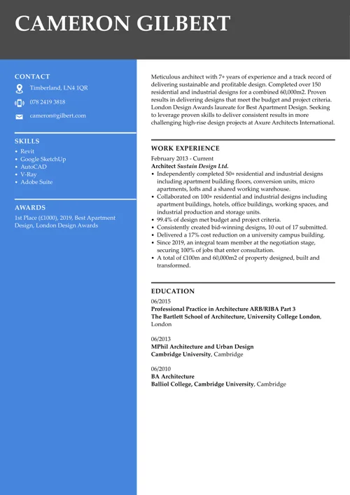 Architecture CV Example