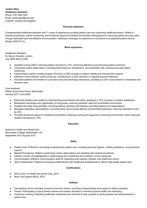 ATS-friendly CV sample