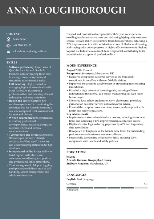 simple CV sample