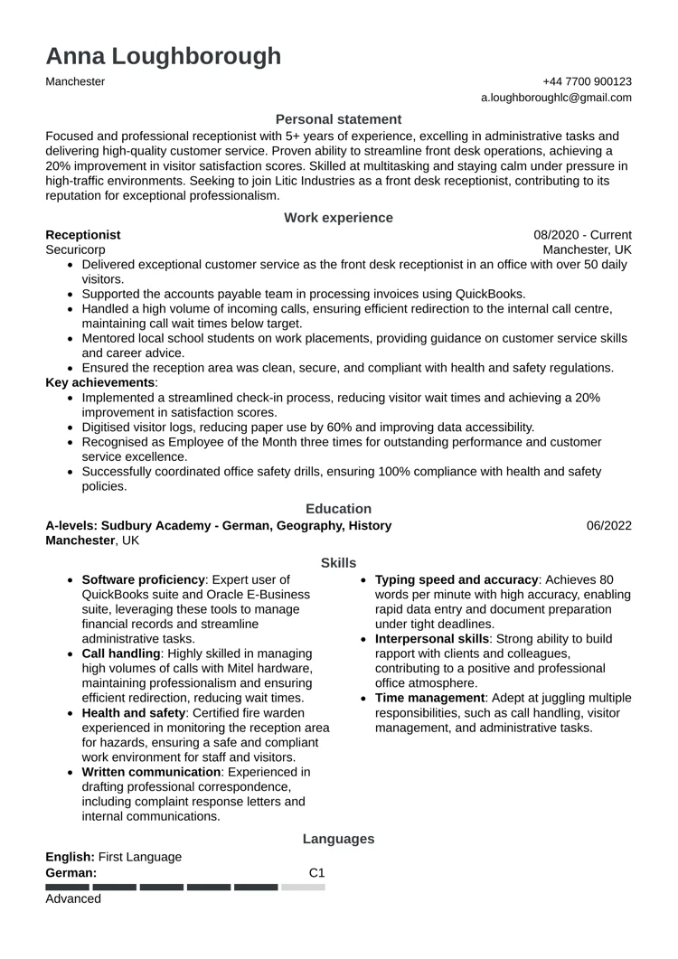 space saver CV template
