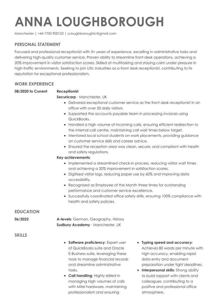 Contemporary CV template