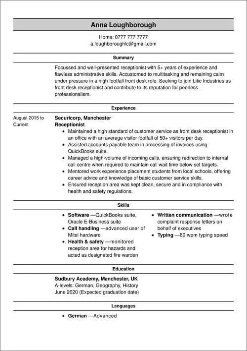 basic cv template