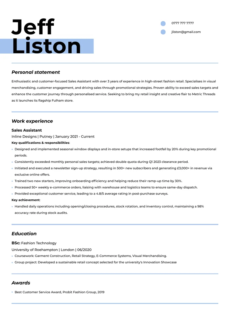 best CV templates by LiveCareer