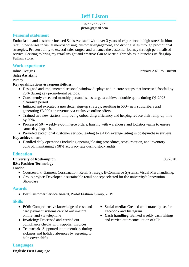 best CV templates by LiveCareer