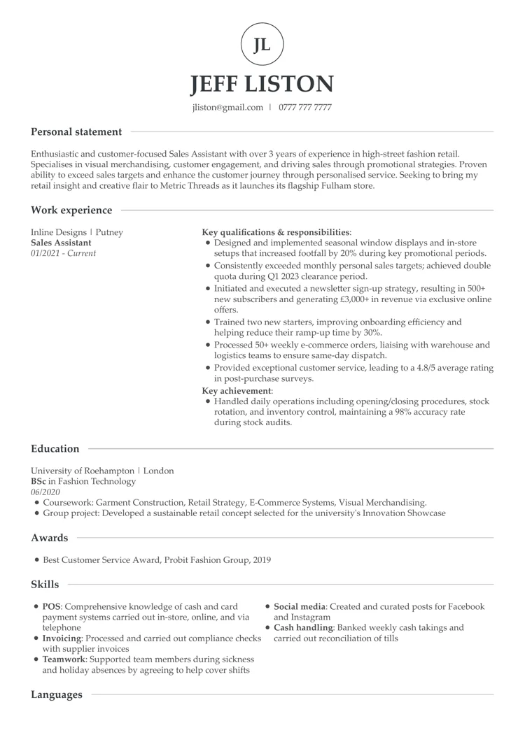 best CV templates by LiveCareer