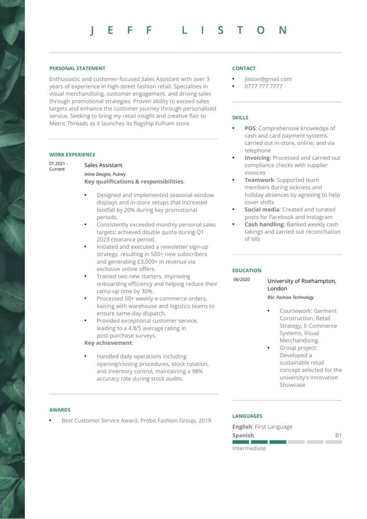 best CV templates by LiveCareer