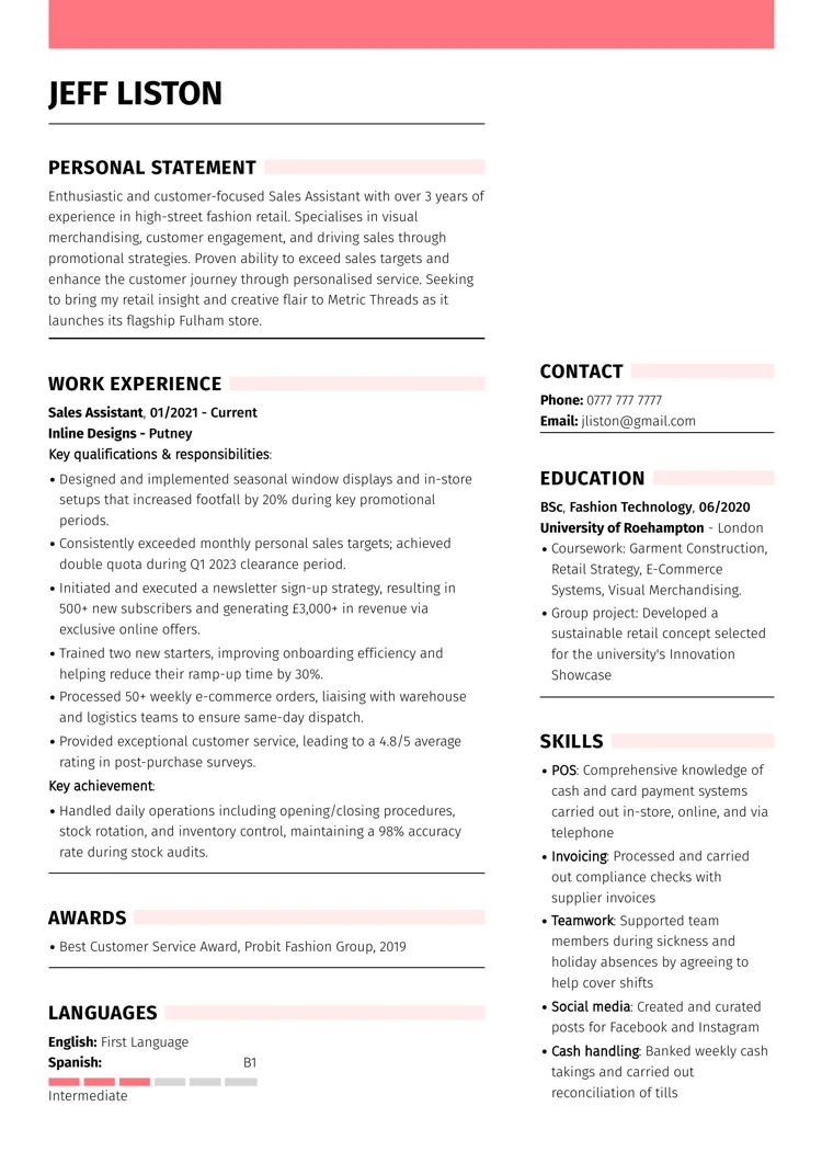 best CV templates by LiveCareer