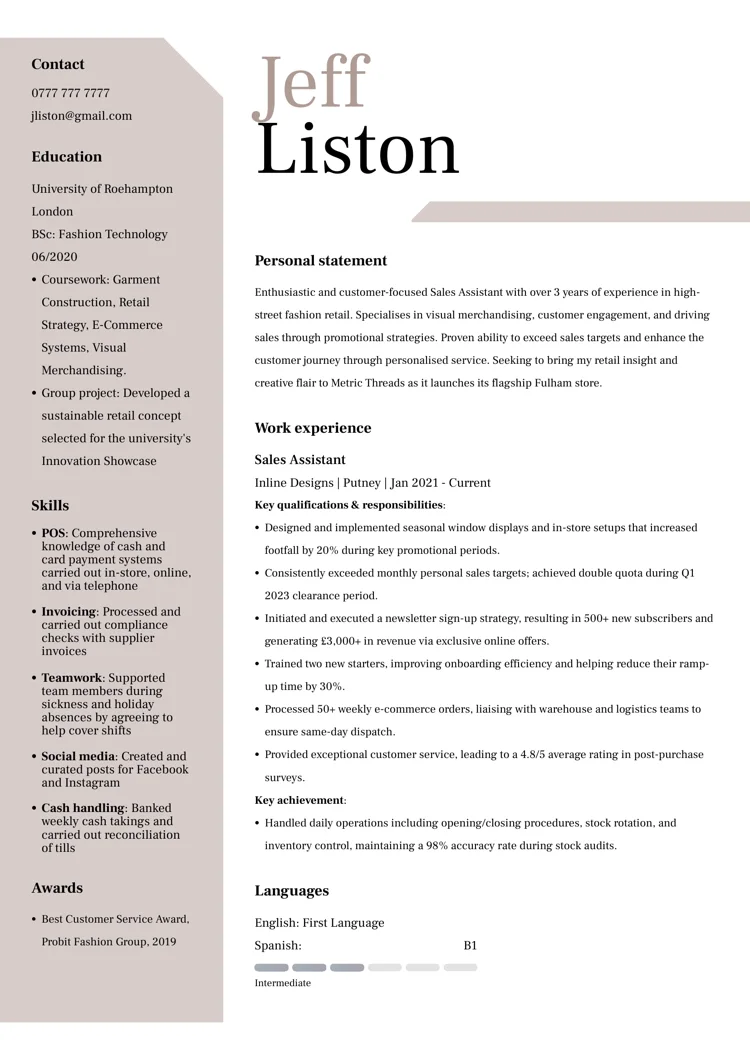 best CV templates by LiveCareer