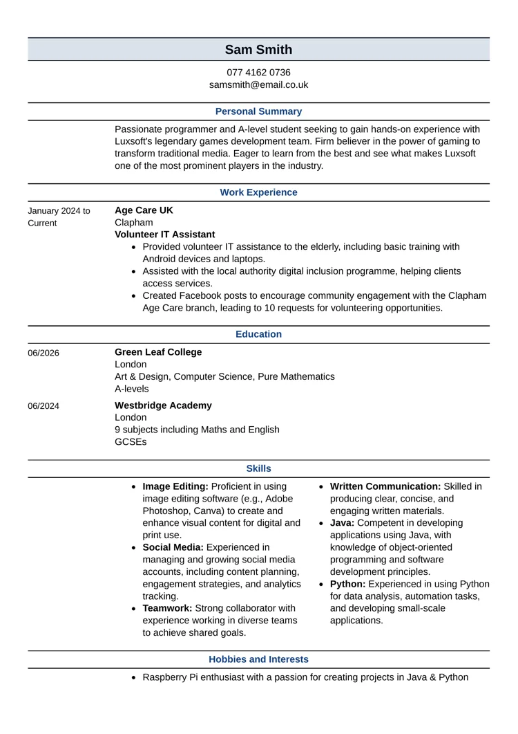 blank cv template