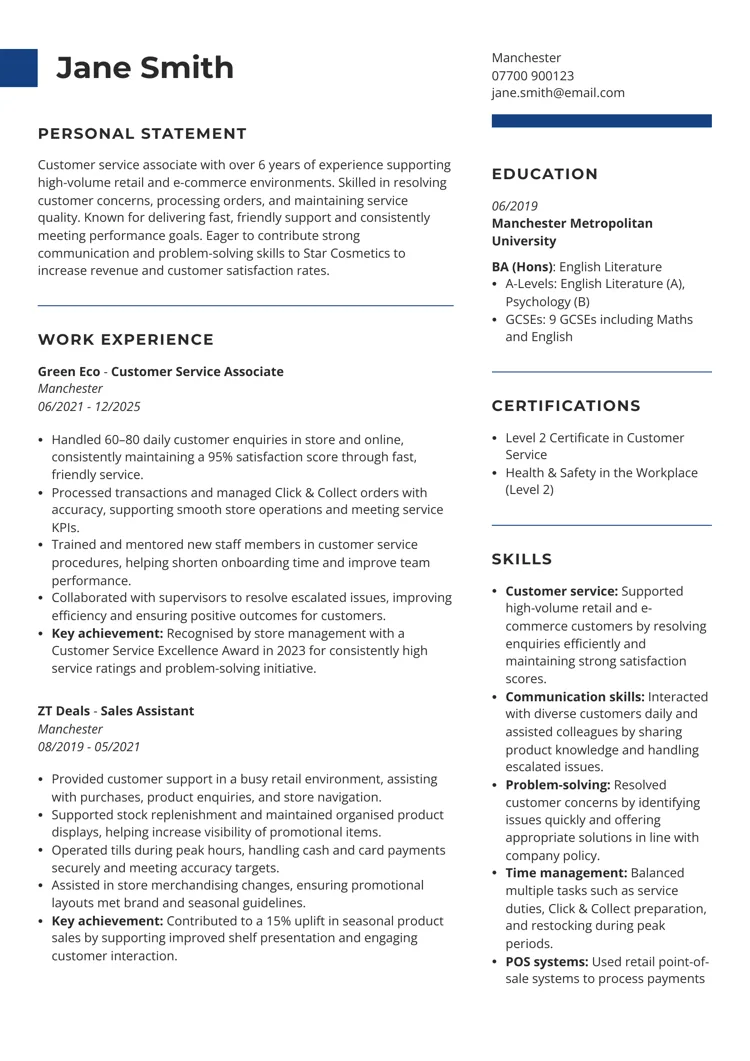 creative 01 British CV template