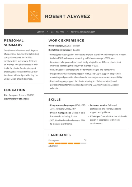 Canva CV example