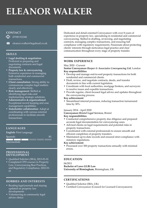 Conveyancer CV Example