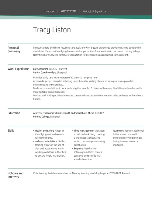 Creative CV example 