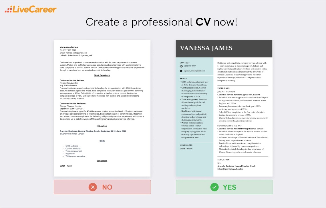 customer service skills on a cv