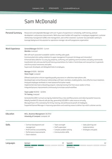 Basic CV template 1