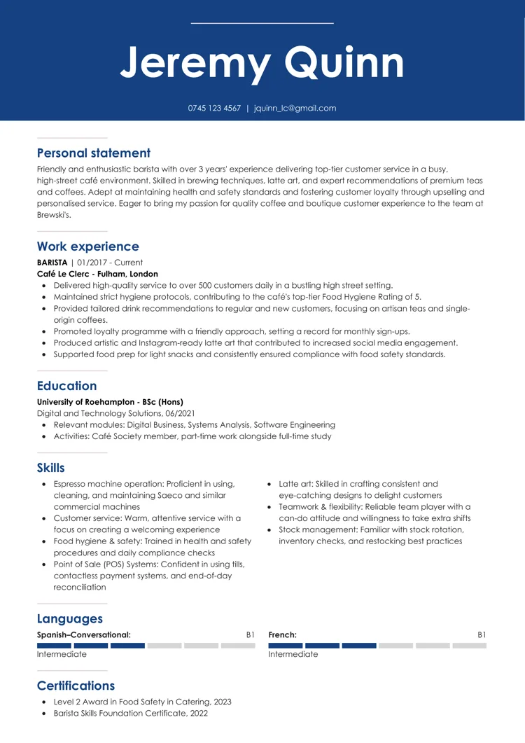 CV design sample