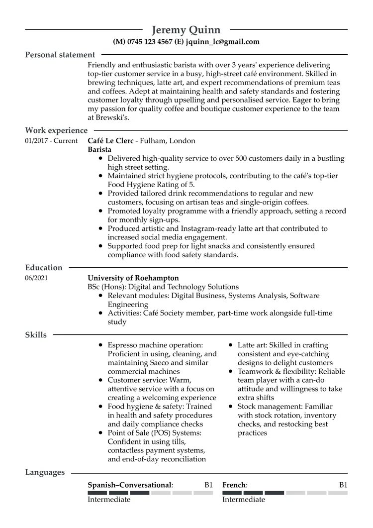 CV design sample