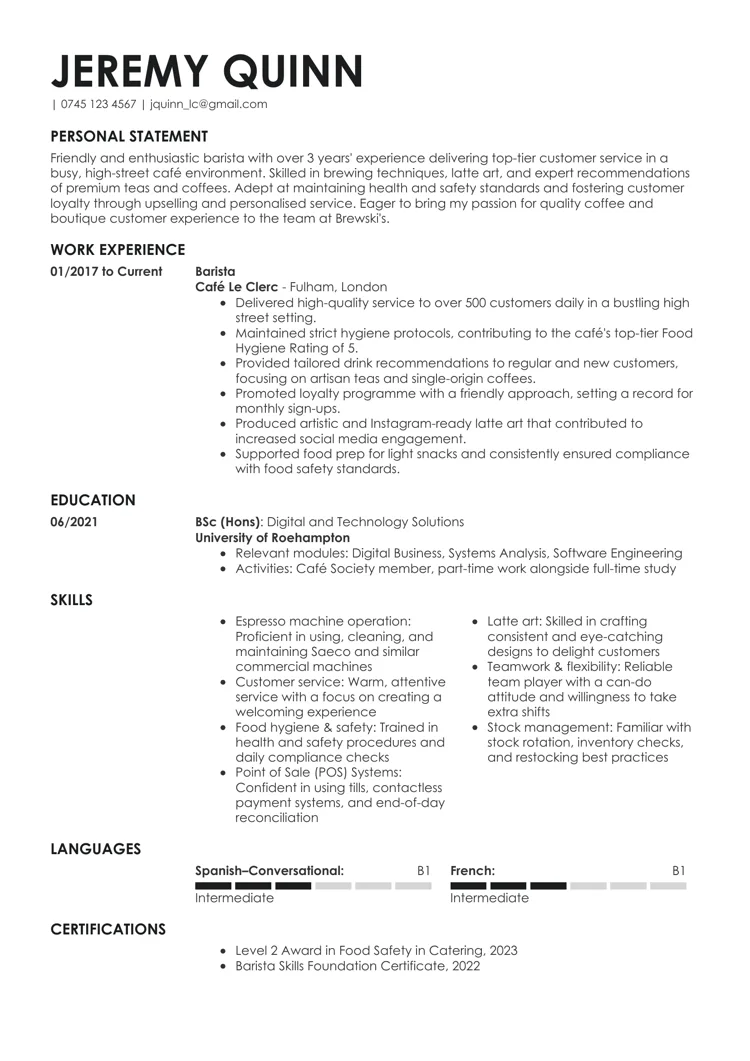 CV design sample