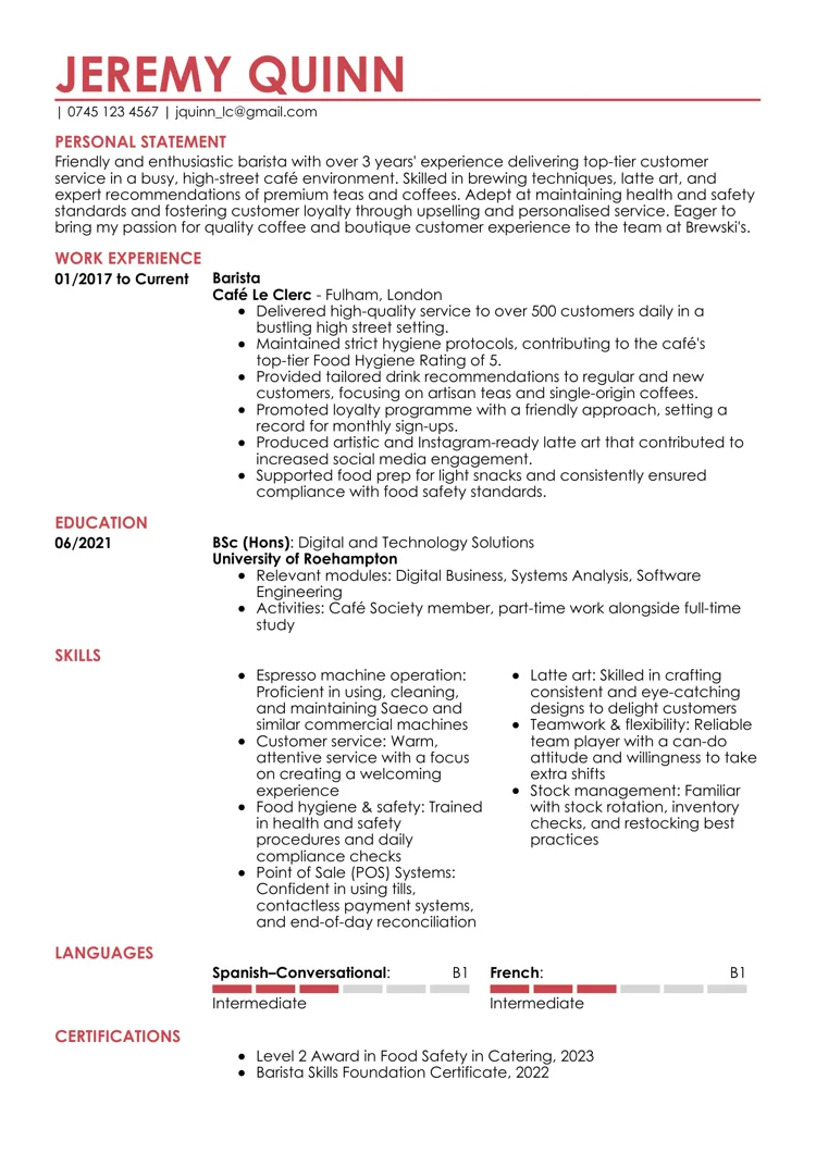 CV design sample