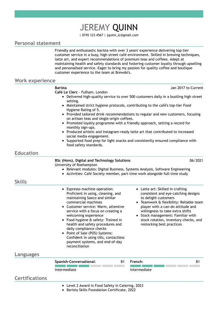 CV design sample
