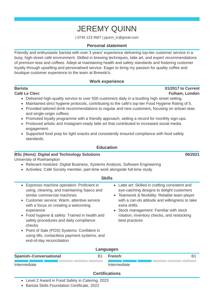 CV design sample