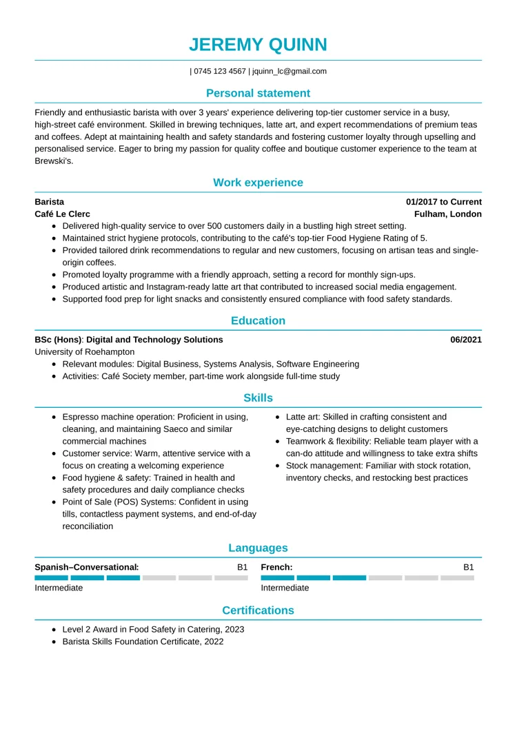 CV design sample