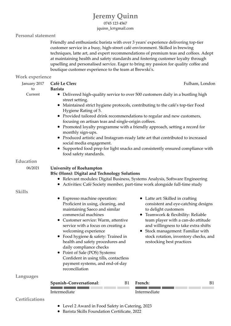 CV design sample