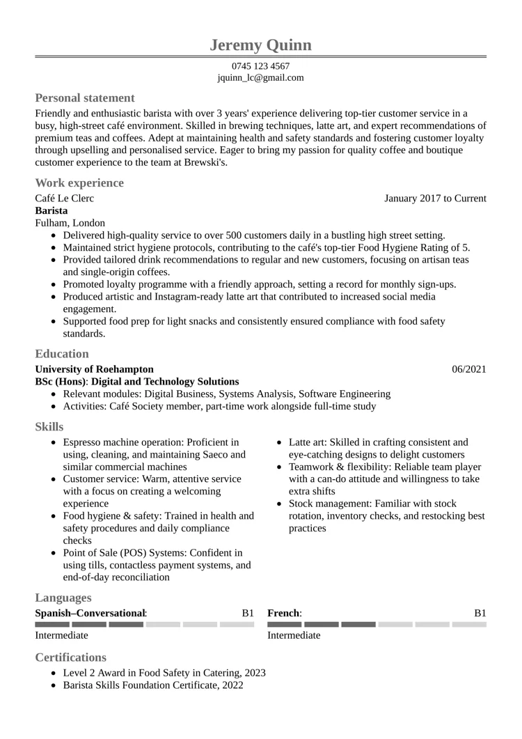 CV design sample