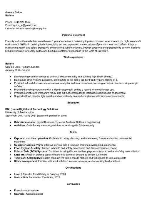 CV sample