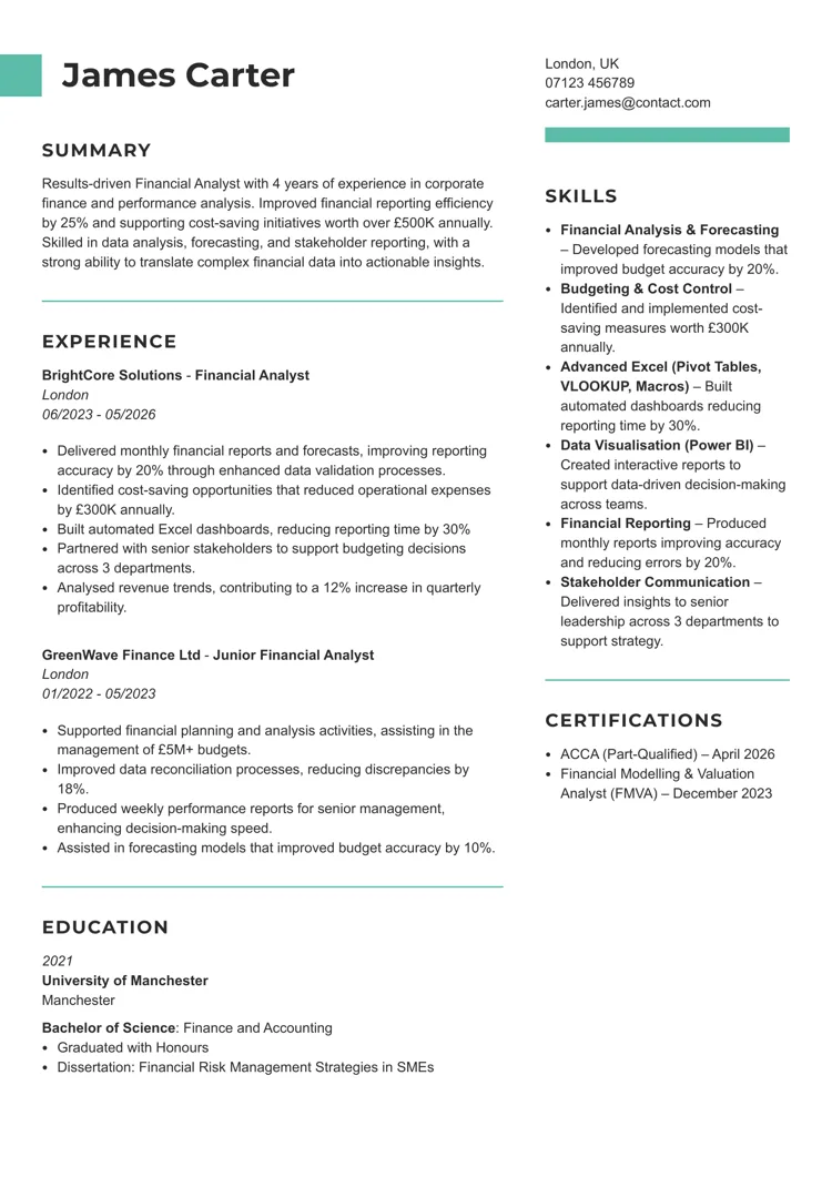 Creative Word CV template