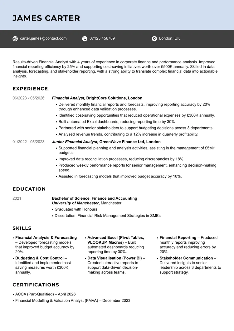 Impactful Word CV template