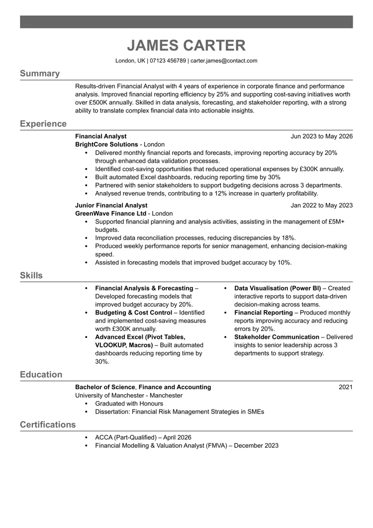 Emphasis Word CV template
